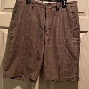 Quicksilver Mens Brown Plaid Bermuda Board Shorts size 34 EUC(k4)